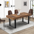 Table à manger extensible rectangle PHOENIX plateau HAWKINS 6-10 personnes bois foncé 160-200 cm