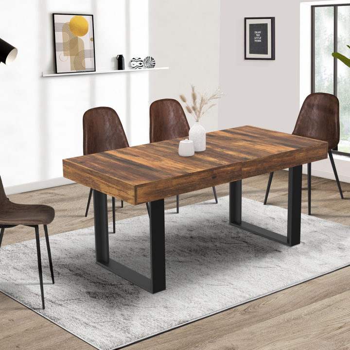 Mesa de comedor rectangular extensible PHOENIX con tablero HAWKINS para 6-10 personas madera oscura 160-200 cm