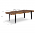 Table à manger extensible rectangle AUSTRIA 10-12 personnes bois pied épingle noir 200-240 cm