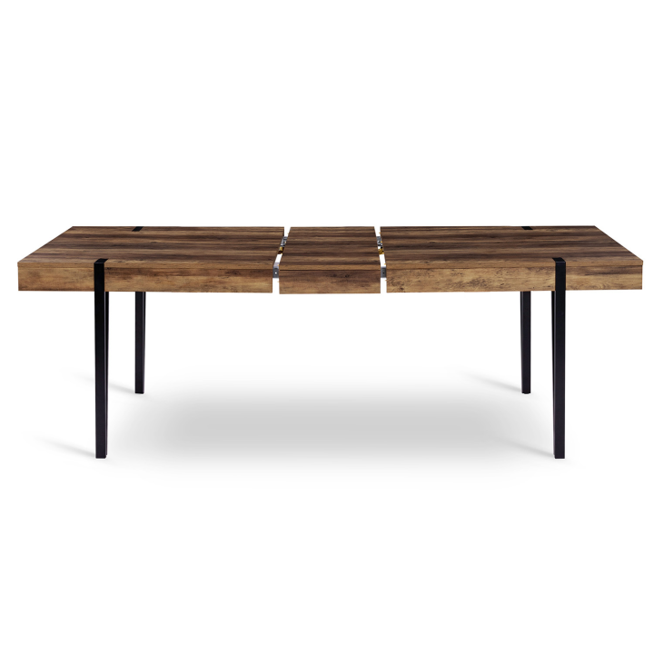 AUSTRIA Mesa de comedor extensible para 10-12 personas, pata de alfiler negra 200-240 cm