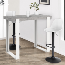 Table haute de bar PHOENIX effet béton et blanc 113 cm