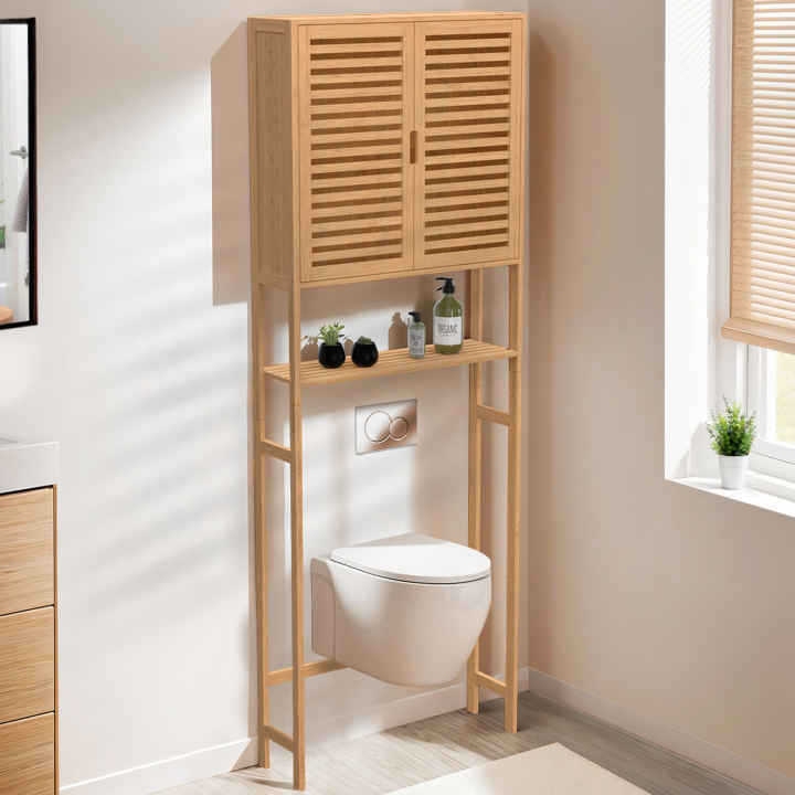 Meuble étagère dessus WC placard bambou BEA