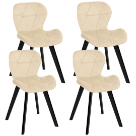 Lot de 4 chaises ROBINE en velours beige pieds noirs