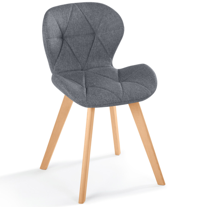 Lot de 6 chaises ROBINE en tissu gris foncé pour salle à manger