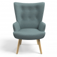 Fauteuil scandinave IVAR en tissu vert eucalyptus