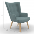 Fauteuil scandinave IVAR en tissu vert eucalyptus