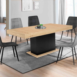 Table à manger rectangle EDEN 8 personnes bois et noir 160 cm