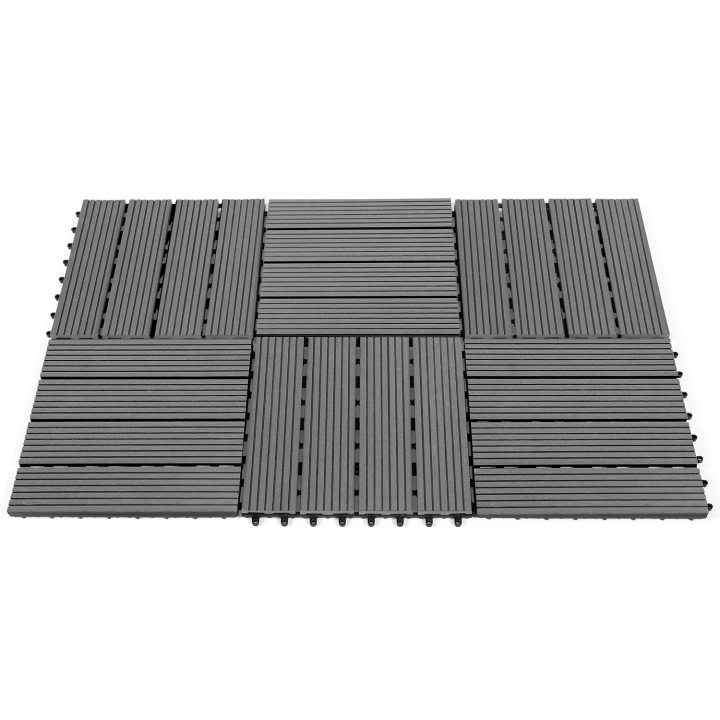 Baldosas clip 30x30cm madera composite gris - Lote de 10 - WODHY | Español IDMarket