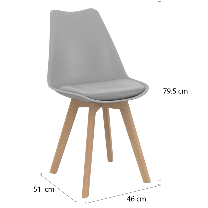 Lot de 6 chaises scandinaves SARA mix color gris foncé x3 et gris clair x3