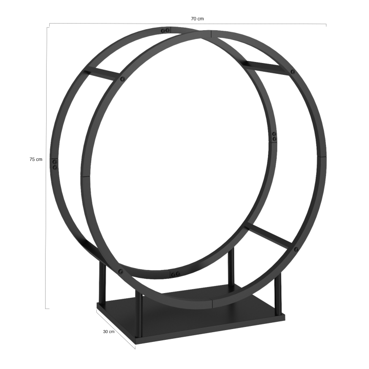 Range bûches rond 70 x 30 x 74 cm en acier noir