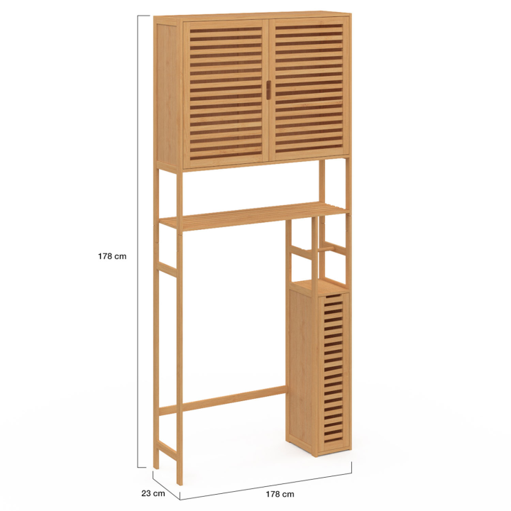 Meuble WC 3 en 1 avec armoires de rangement bambou BEA