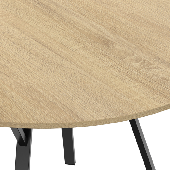 Mesa de comedor redonda 4-6 personas madera y negro 110 cm - YSEULT | ID Market