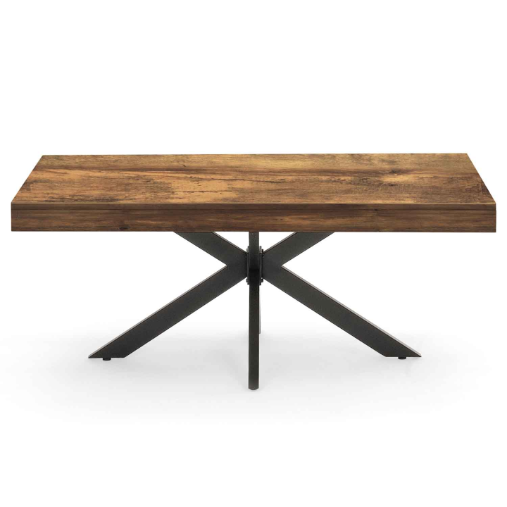 Mesa de centro rectangular, 110 cm, madera oscura, efecto envejecido y negro - ALIX | ID Market