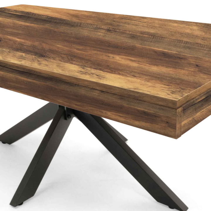 Mesa de centro rectangular, 110 cm, madera oscura, efecto envejecido y negro - ALIX | ID Market