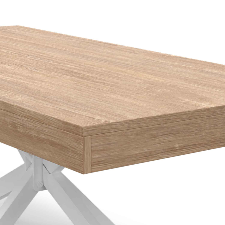 Mesa de centro rectangular madera y blanco 110 cm - ALIX | ID Market