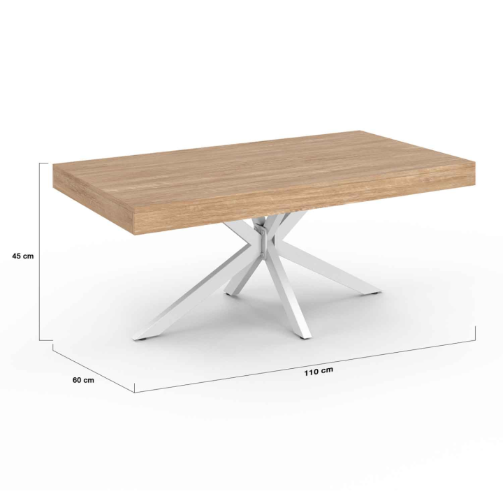 Mesa de centro rectangular madera y blanco 110 cm - ALIX | ID Market