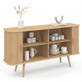 Buffet 140 cm ROMIE effet lattes 2 portes coulissantes