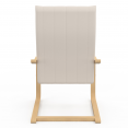 Fauteuil NILS bois façon hêtre et coussin tissu beige