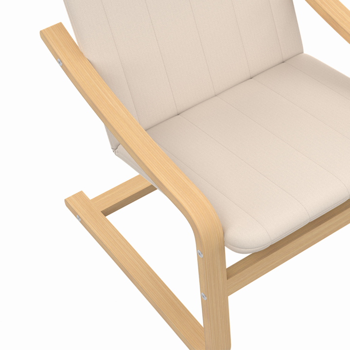 Sillón escandinavo de madera de haya con cojín de tela beige - NILS | ID Market