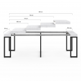 Table console extensible ALASKA 10 personnes effet marbre blanc 235 cm