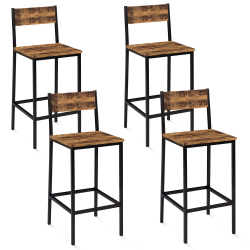 Lot de 4 tabourets de bar DAYTON avec dossier chaise de cuisine design industriel