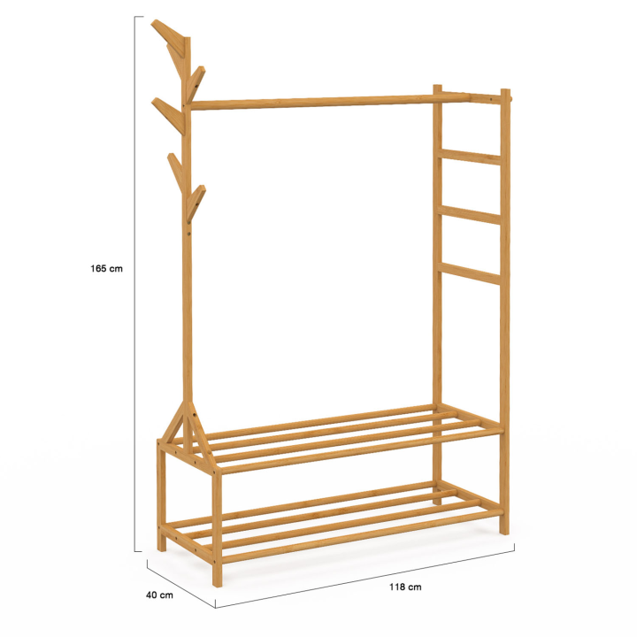 Perchero de bambú con percha y estantes - RITA | ID Market