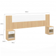 Tête de lit SAPA chevets modulables pour lit 140/160 cm effet bois et blanc