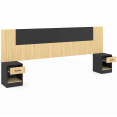 Tête de lit SAPA chevets modulables pour lit 140/160 cm effet bois et noir