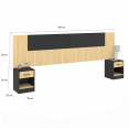 Tête de lit SAPA chevets modulables pour lit 140/160 cm effet bois et noir