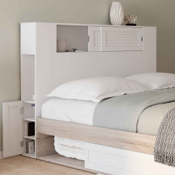 Tête de lit SALEM 140 CM avec rangement blanc