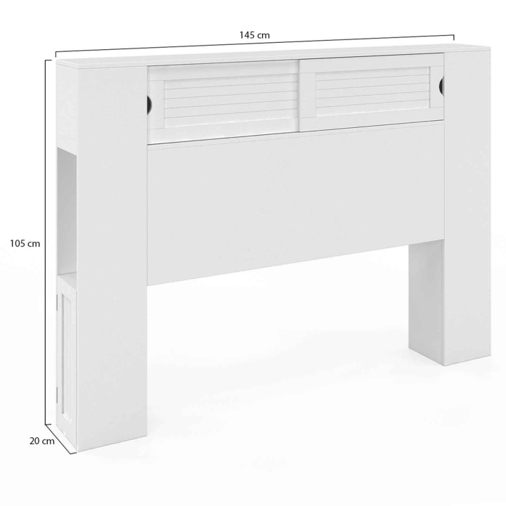 Tête de lit SALEM 140 CM avec rangement blanc