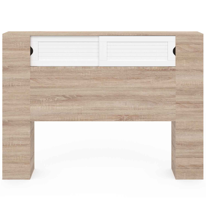 Tête de lit SALEM 140 CM avec rangement bois et blanc