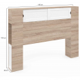 Tête de lit SALEM 140 CM avec rangement bois et blanc