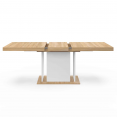 Table à manger extensible rectangle UGO 6-10 personnes bois façon hêtre et blanc 160-200 cm