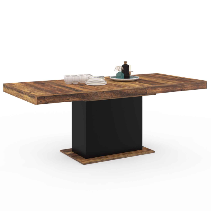 Mesa de comedor extensible de madera oscura y negra 6-10 personas - EDEN | ID Market