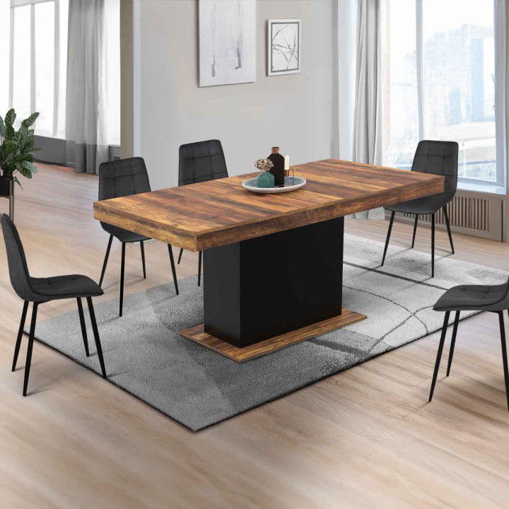 Mesa de comedor extensible de madera oscura y negra 6-10 personas - EDEN | ID Market