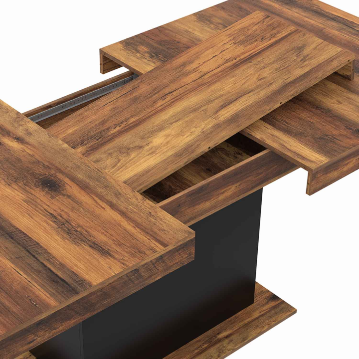 Mesa de comedor extensible de madera oscura y negra 6-10 personas - EDEN | ID Market