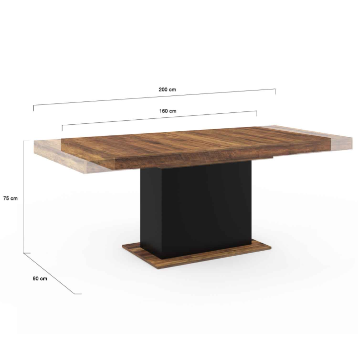 Mesa de comedor extensible de madera oscura y negra 6-10 personas - EDEN | ID Market