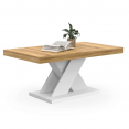 Table basse ALICIA plateau bois et pied X blanc