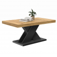 Table basse ALICIA plateau bois et pied X noir