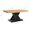 Table basse ALICIA plateau bois et pied X noir