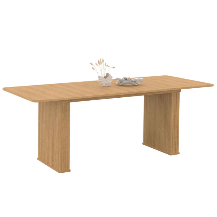 Mesa de comedor rectangular extensible, color madera, 6-10 personas - JULIETTE | ID Market