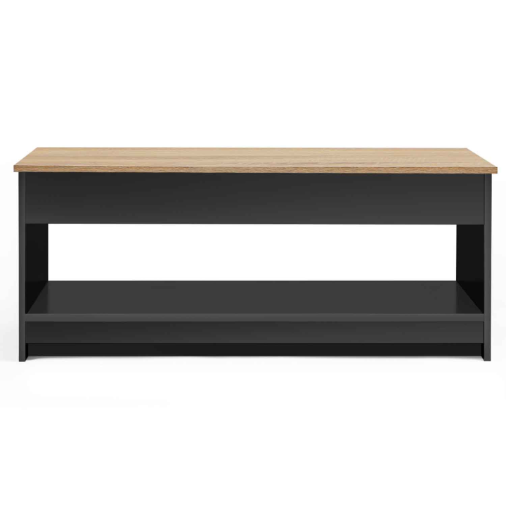 Mesa de centro con tablero elevable en imitación madera de haya negra - SOA | ID Market