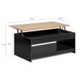 Table basse plateau relevable SOA bois noir plateau imitation hêtre