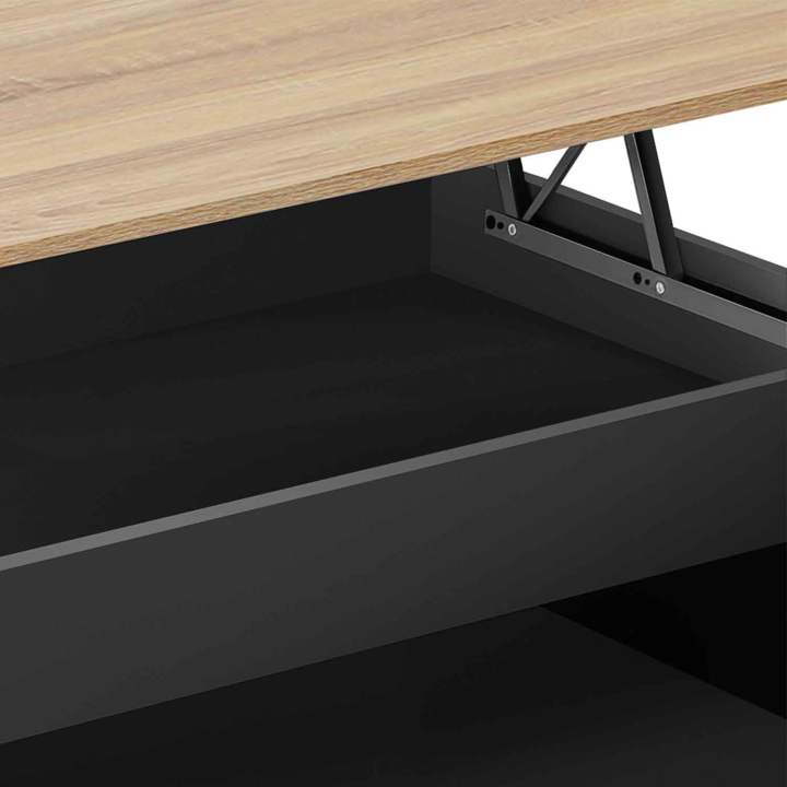 Mesa de centro con tablero elevable en imitación madera de haya negra - SOA | ID Market