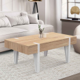 Table basse 1 tiroir AUSTRIA bois pied épingle blanc