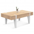 Table basse 1 tiroir AUSTRIA bois pied épingle blanc