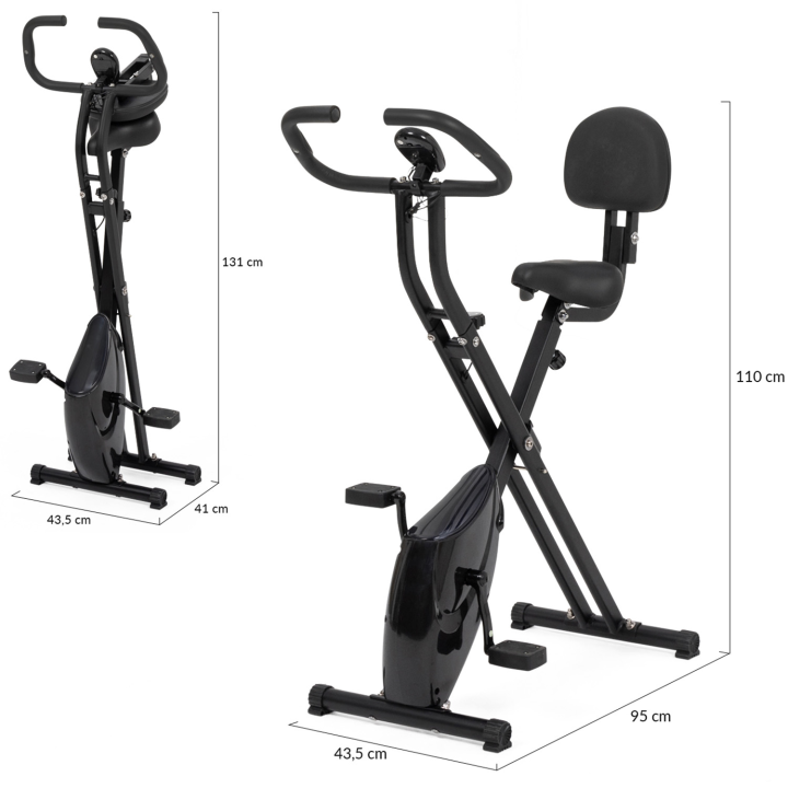 Bicicleta estática plegable con asiento y respaldo ajustables, pantalla LCD multifunción