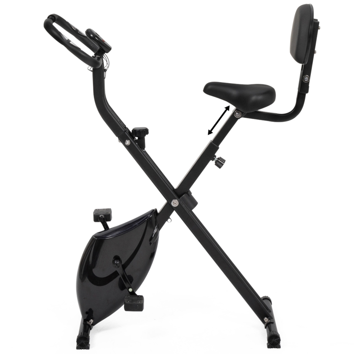 Bicicleta estática plegable con asiento y respaldo ajustables, pantalla LCD multifunción