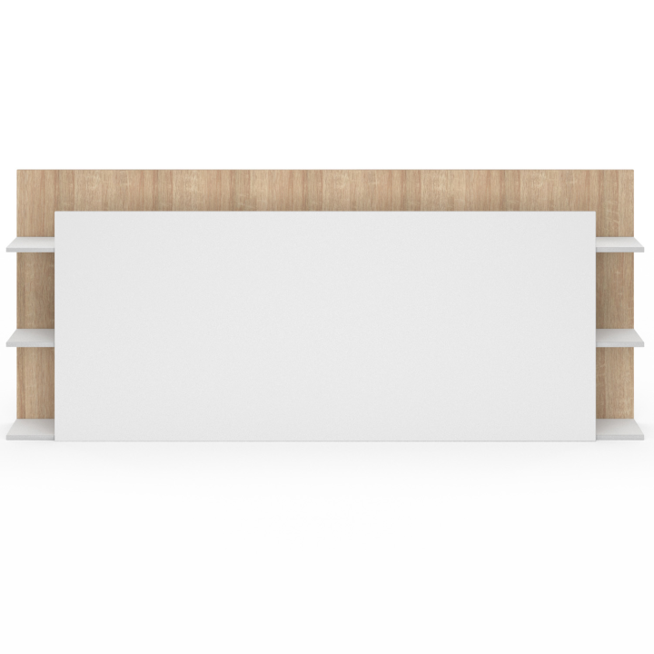 Tête de lit sur pied CIRI pour lit 140 et 160 cm avec rangements blanc et bois